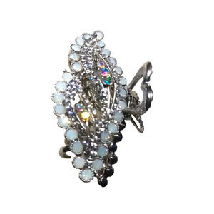 Elegant Rhinestone White Design Hair Barrette Alligator Clip Small Feminine...